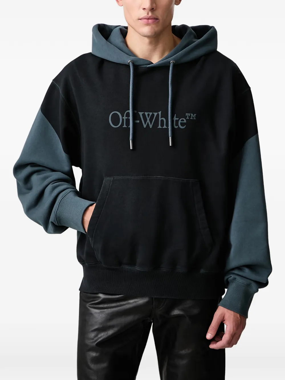 Off-White Negative Big Bookish hoodie met colourblocking en logo-print Zwart