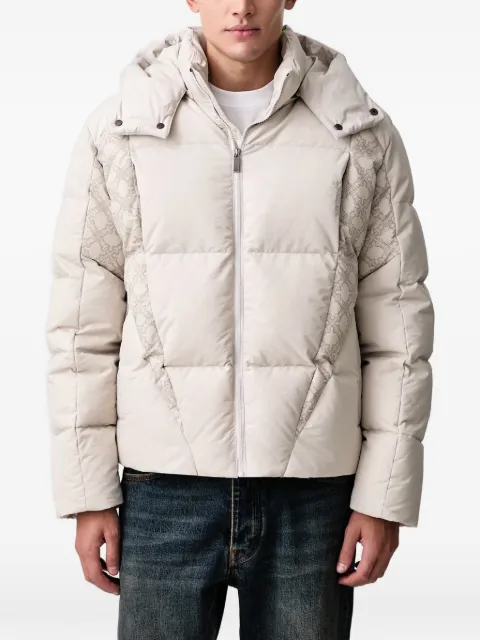 Off-White Bookish logo-pattern hooded puffer jacket
