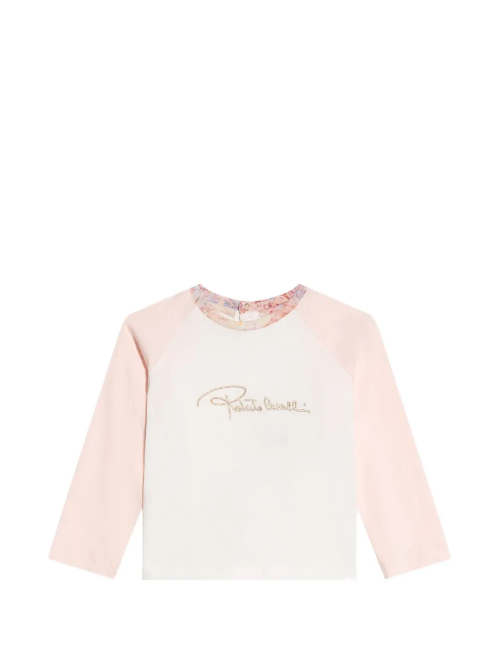 Roberto Cavalli Junior logo-embroidered raglan-sleeve T-shirt Wit