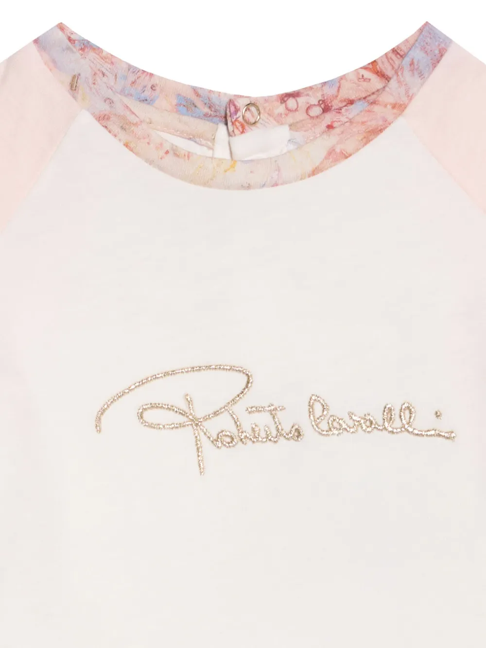 Roberto Cavalli Junior logo-embroidered raglan-sleeve T-shirt Wit