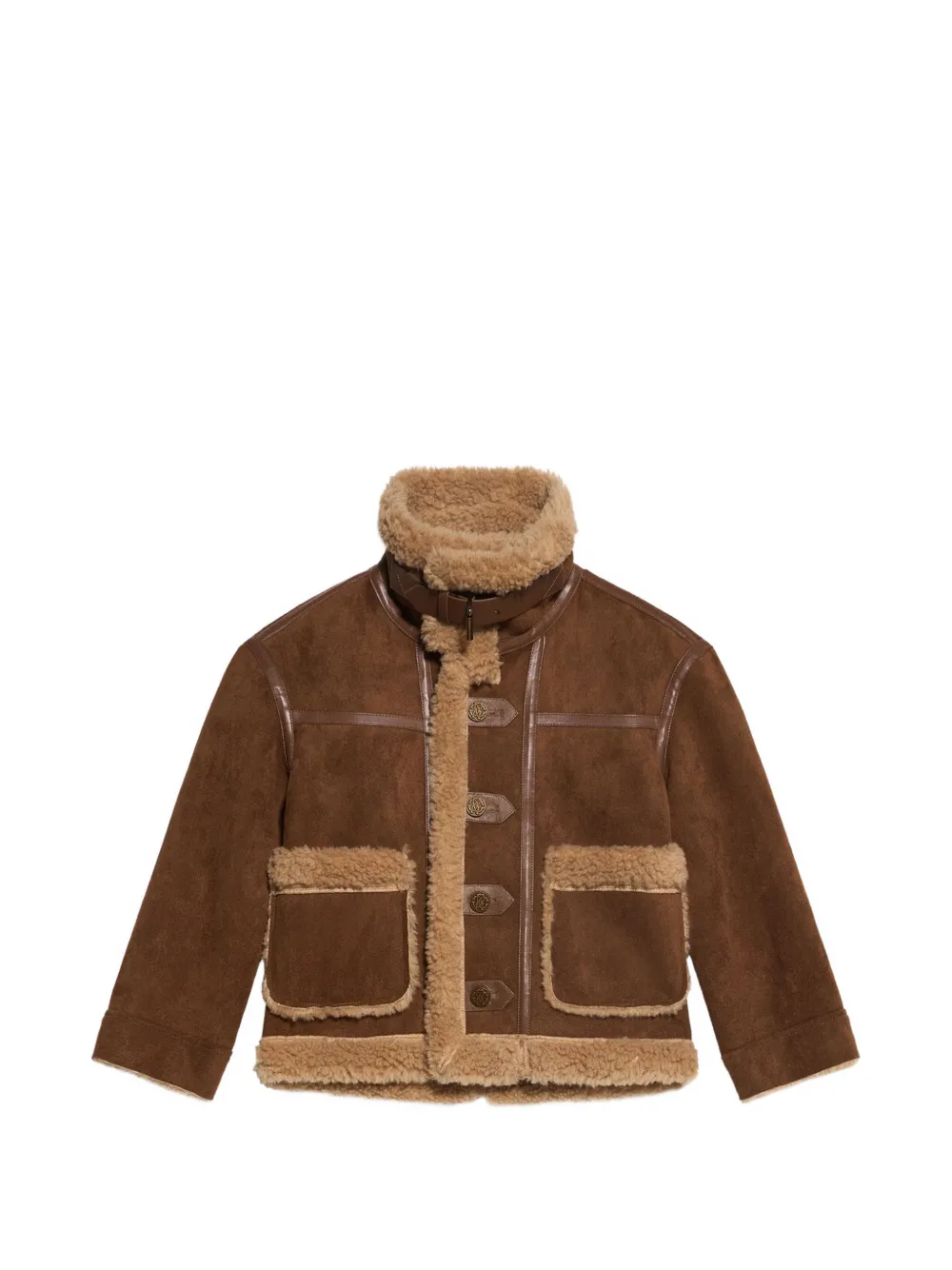 Roberto Cavalli Junior faux-shearling-trimmed buckled jacket Bruin