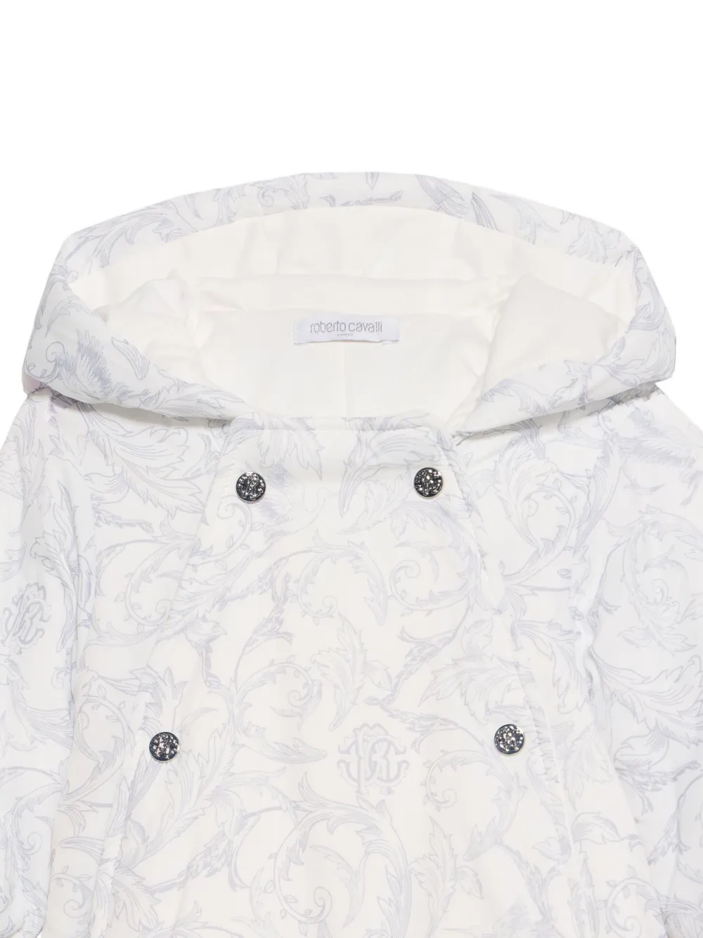 Roberto Cavalli Junior baroque-print padded snowsuit Grijs
