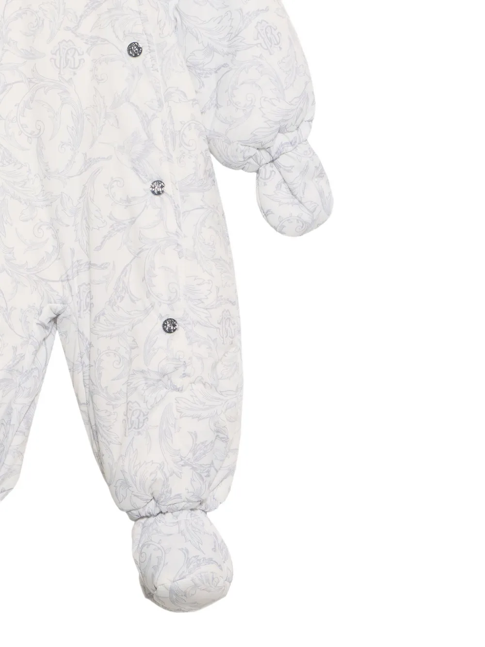 Roberto Cavalli Junior baroque-print padded snowsuit Grijs