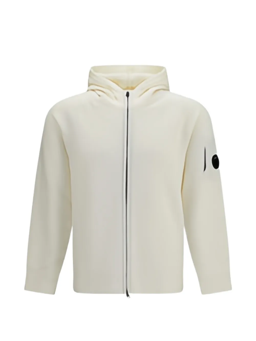 C.P. Company lambswool lens knitted zipped hooded sweater - Toni neutri