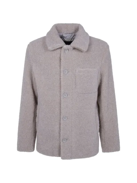 Herno bouclé-texture button-up shirt jacket