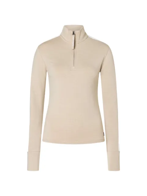 super.natural quarter-zip side-stripe top