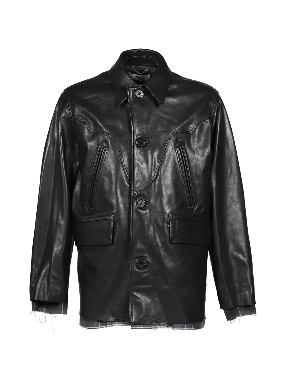 DAIRIKU panelled leather jacket - Nero