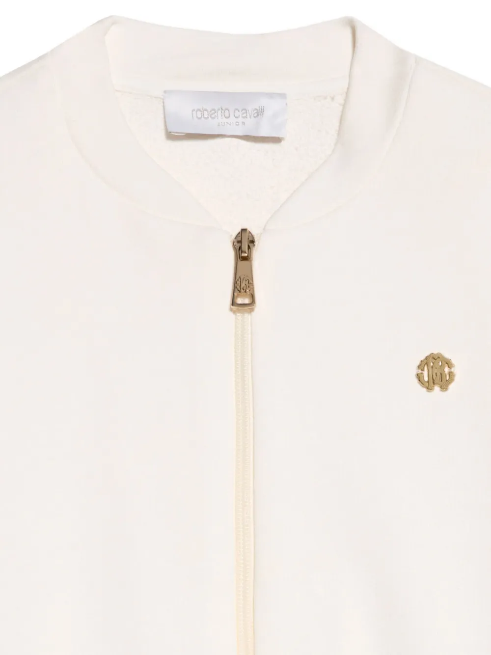 Roberto Cavalli Junior snakeskin-print logo-patch jacket Beige