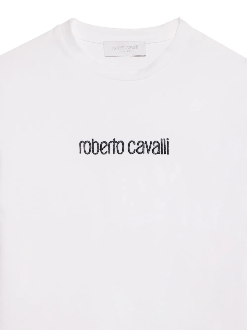 Roberto Cavalli Junior logo-embroidered T-shirt Wit