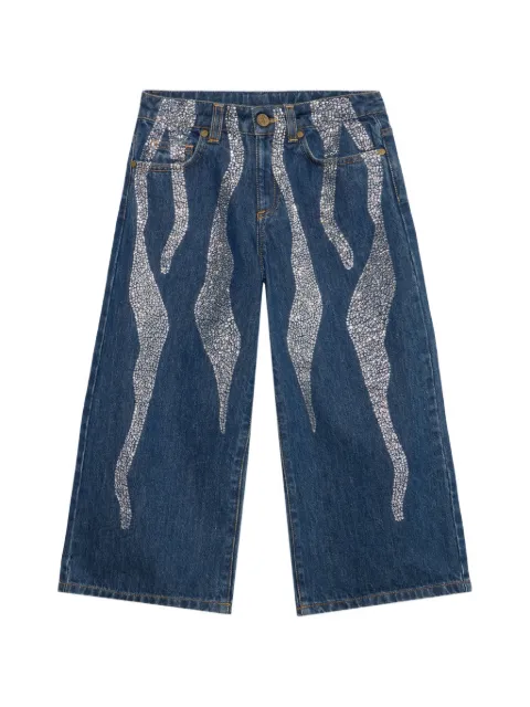Roberto Cavalli Junior rhinestone-embellished wide-leg jeans