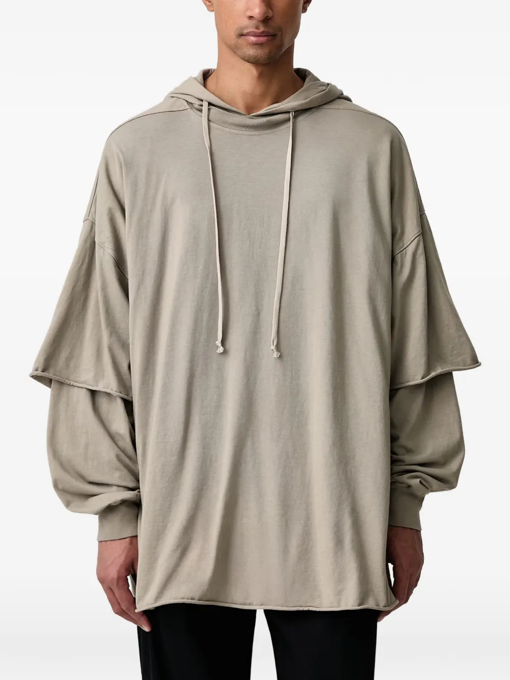 Rick Owens DRKSHDW Tommy Hustler layered-sleeve hoodie Groen