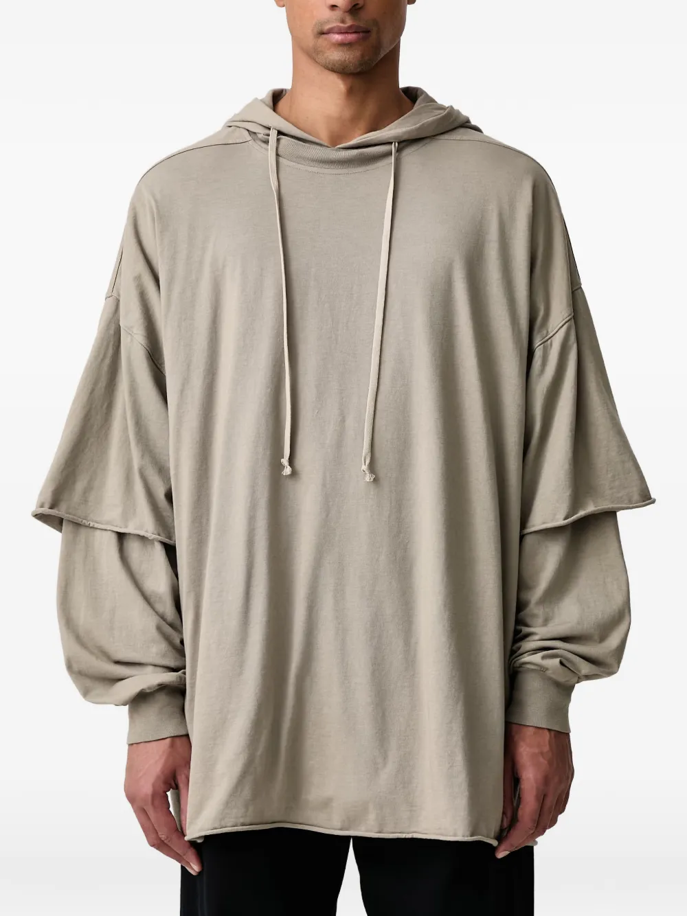 Rick Owens DRKSHDW Tommy Hustler layered-sleeve hoodie Groen