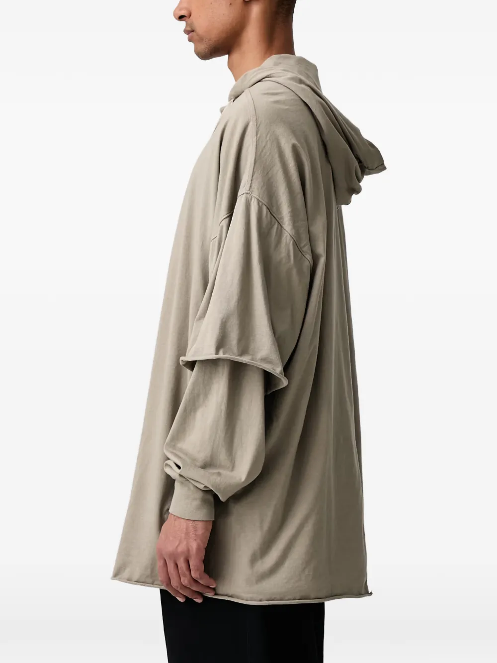 Rick Owens DRKSHDW Tommy Hustler layered-sleeve hoodie Groen