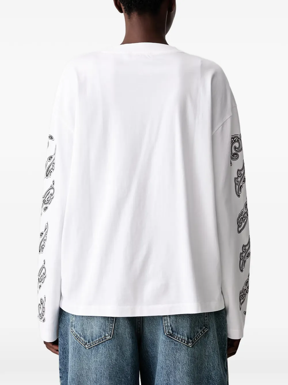 Off-White Paisley Diags T-shirt met lange mouwen en grafische print Wit