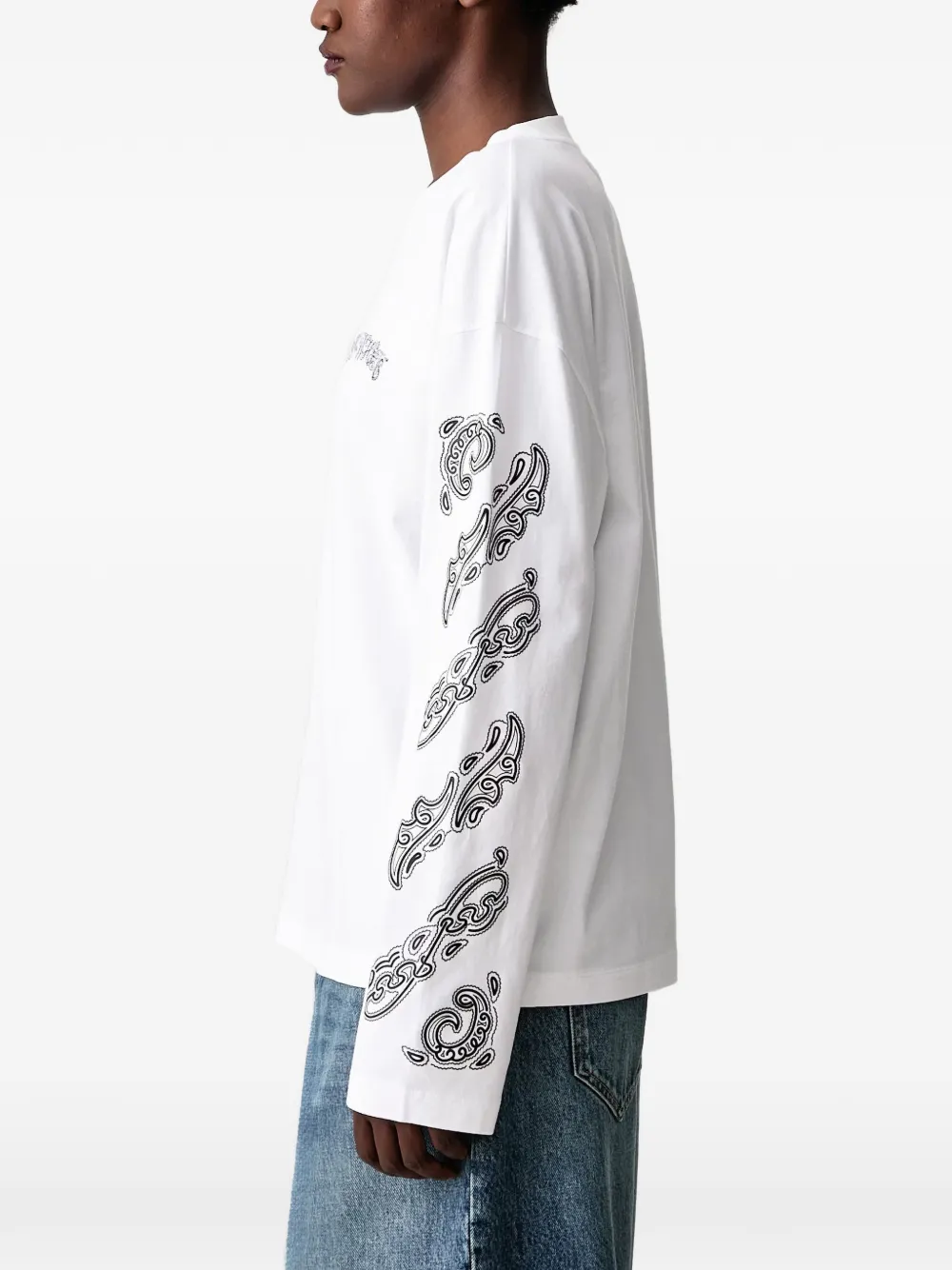 Off-White Paisley Diags T-shirt met lange mouwen en grafische print Wit