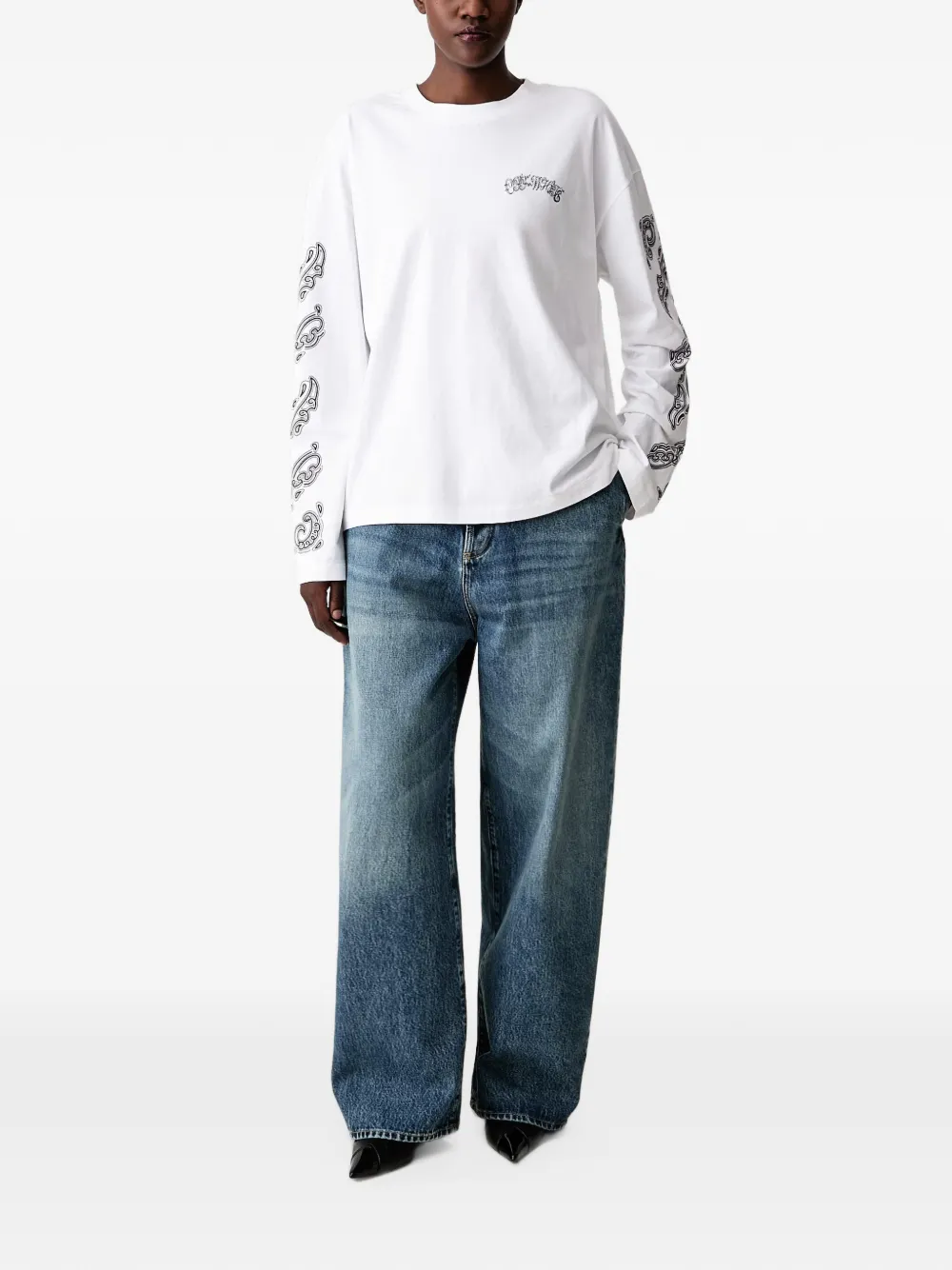 Off-White Paisley Diags T-shirt met lange mouwen en grafische print Wit