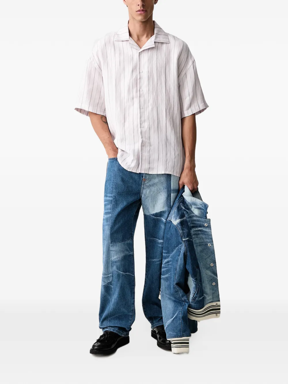 Willy Chavarria pinstripe-print short-sleeve shirt Roze