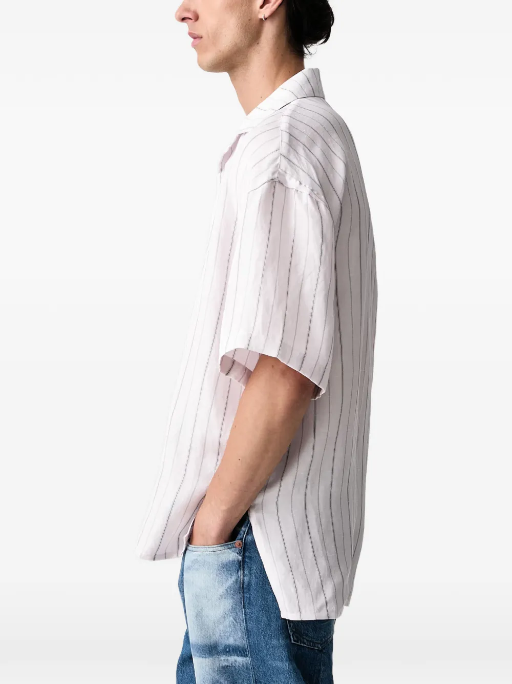 Willy Chavarria pinstripe-print short-sleeve shirt Roze
