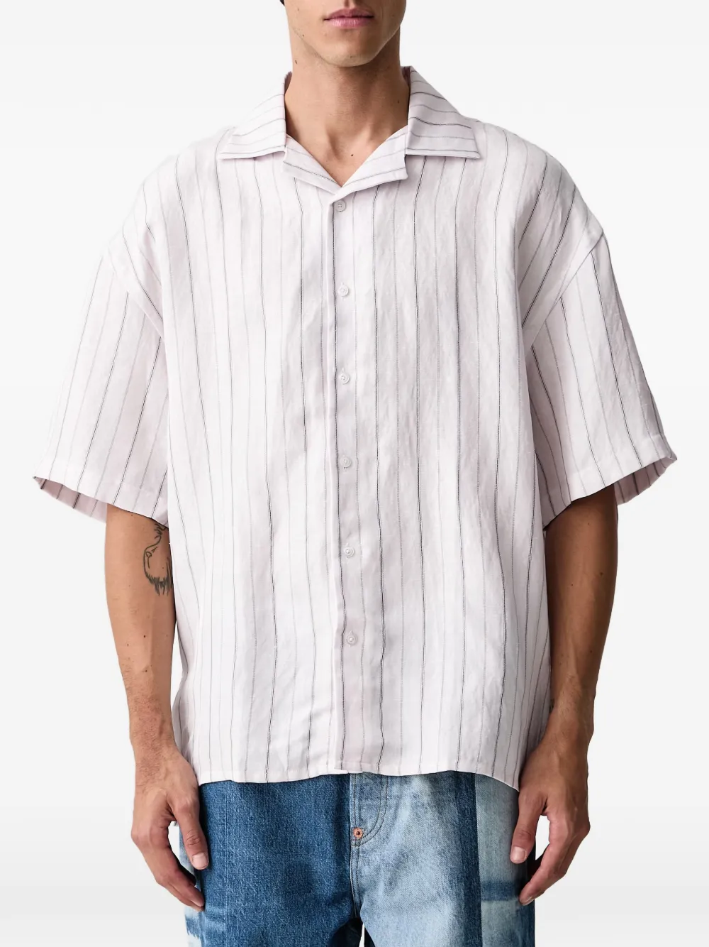 Willy Chavarria pinstripe-print short-sleeve shirt Roze
