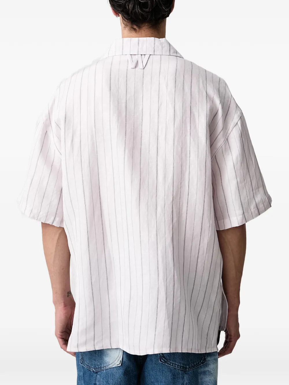 Willy Chavarria pinstripe-print short-sleeve shirt Roze