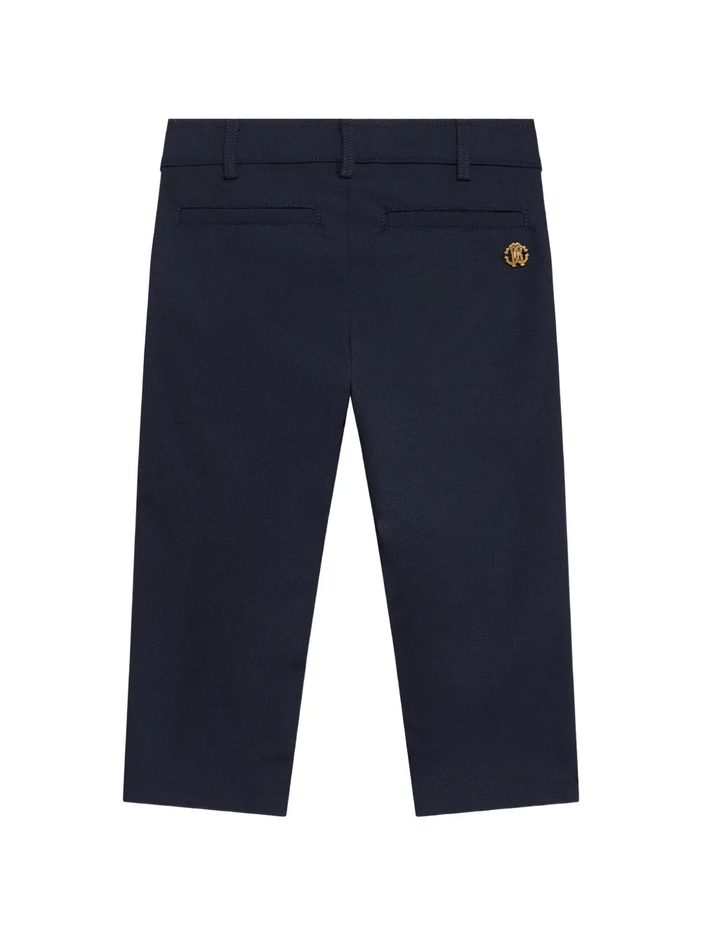 Roberto Cavalli Junior monogram-plaque trousers Blauw
