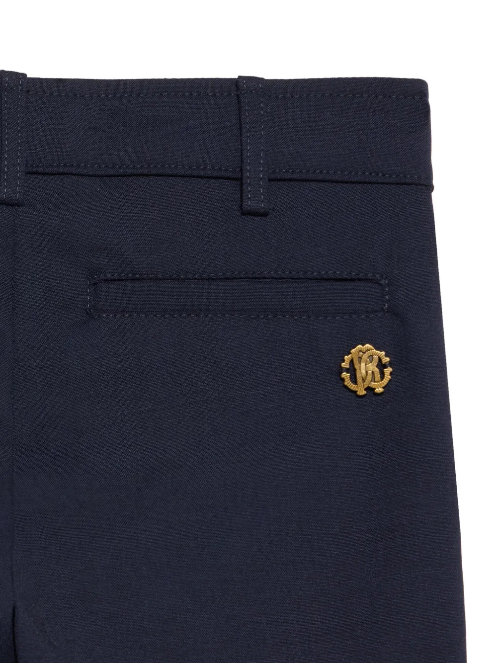 Roberto Cavalli Junior monogram-plaque trousers Blauw