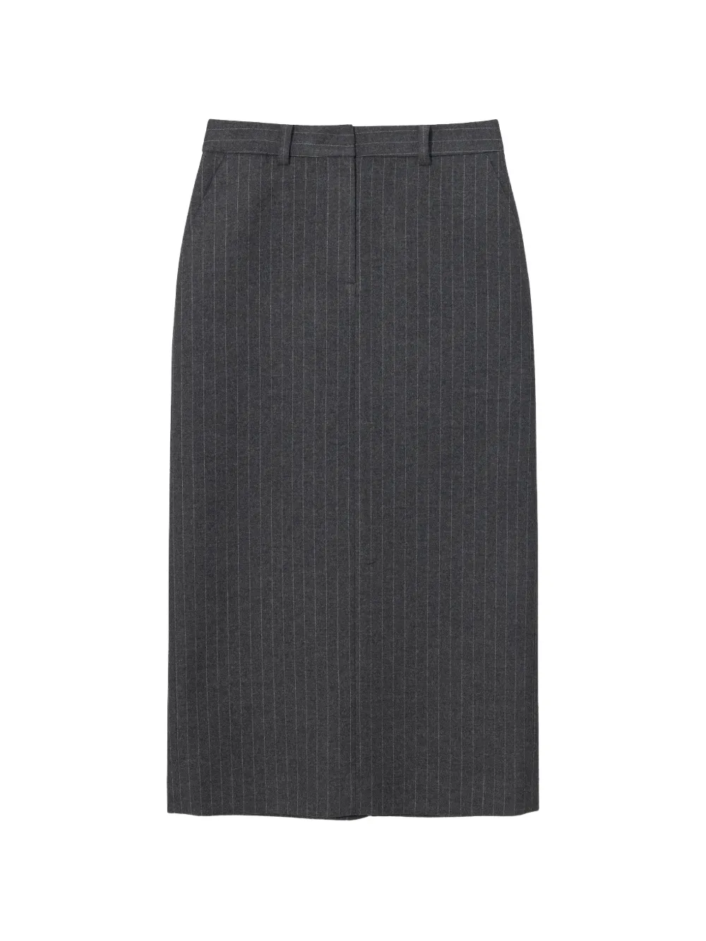 DUNST pinstriped back-slit midi skirt - Grigio
