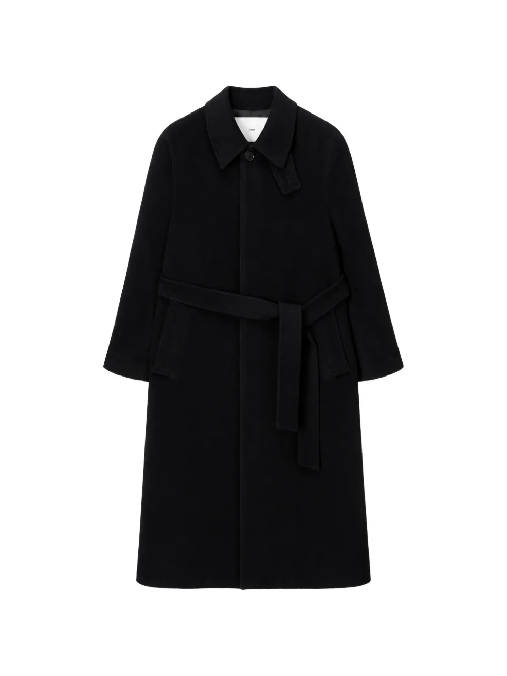 DUNST belted wool-blend coat - Black