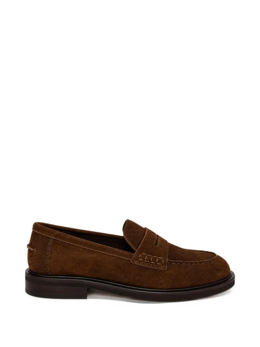 POEVE calf suede almond-toe loafers - Marrone