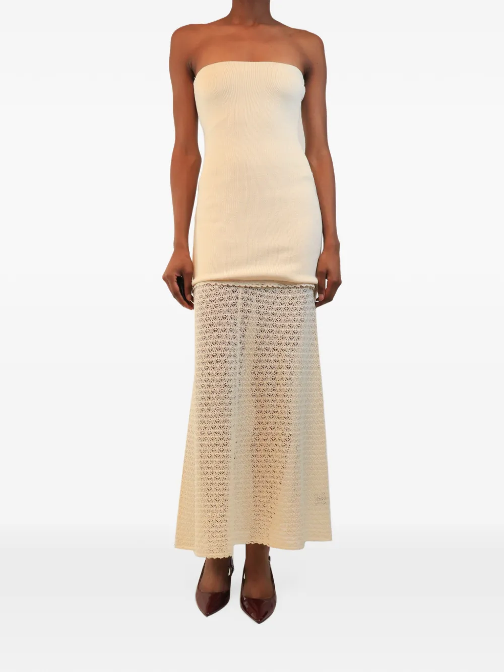Posse robe bustier en maille à coupe mi-longue - Tons neutres