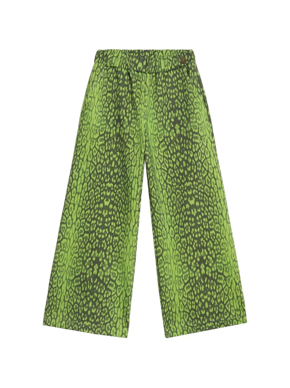 Roberto Cavalli Junior leopard-print wide-leg trousers - Verde