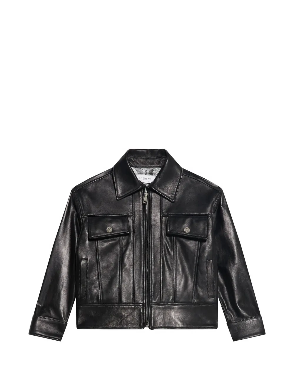 Roberto Cavalli Junior monogram-embroidered leather jacket - Nero