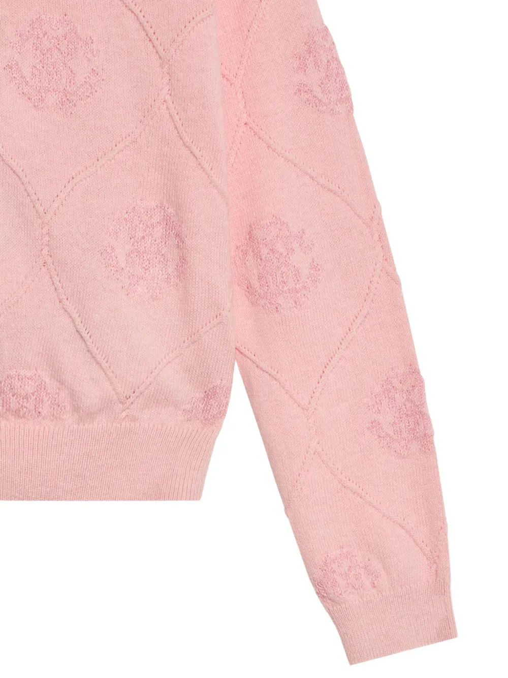 Roberto Cavalli Junior Trui met logo-jacquard en knoop op de schouder Roze