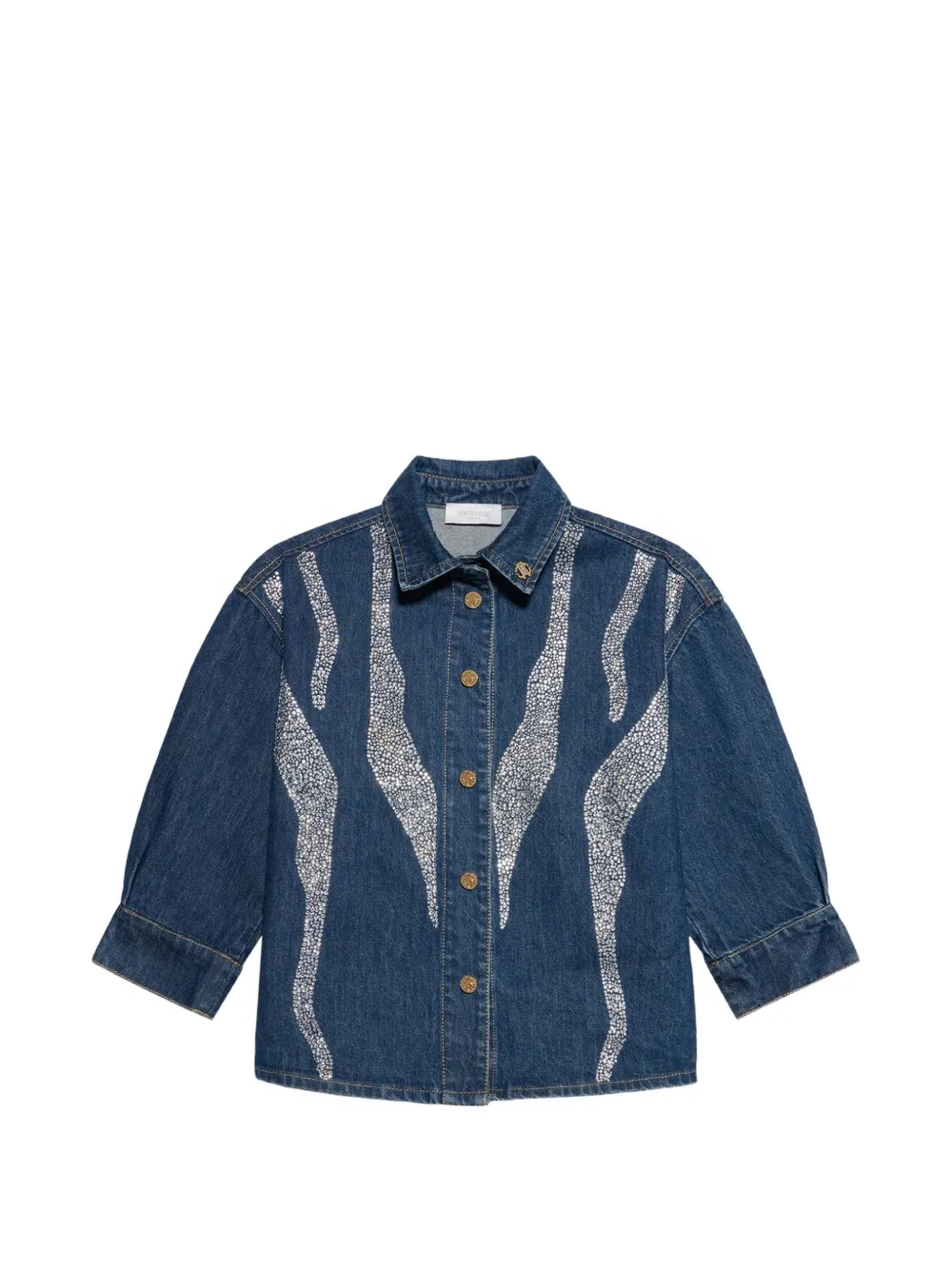 Roberto Cavalli Junior crystal-embellished denim shirt - Blu