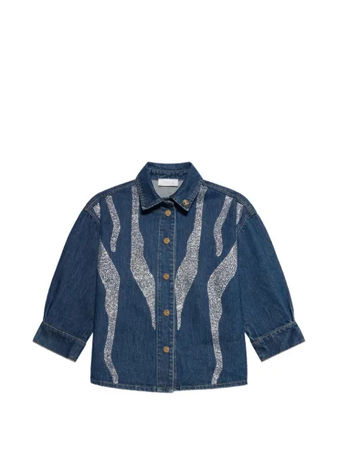 Roberto Cavalli Junior crystal-embellished denim shirt