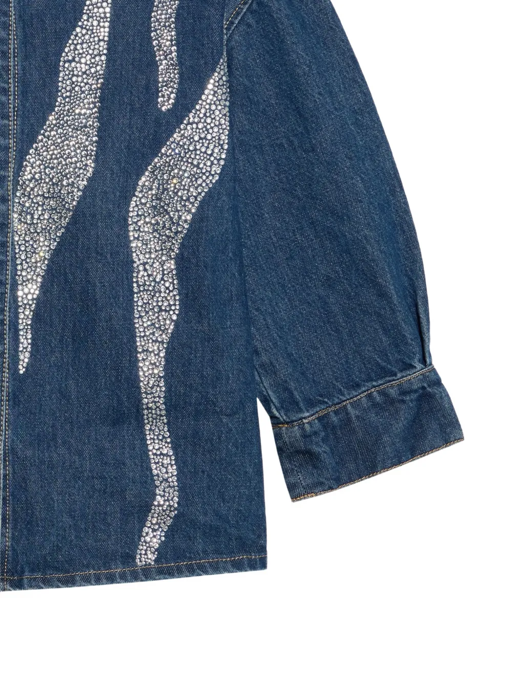 Roberto Cavalli Junior crystal-embellished denim shirt Blauw