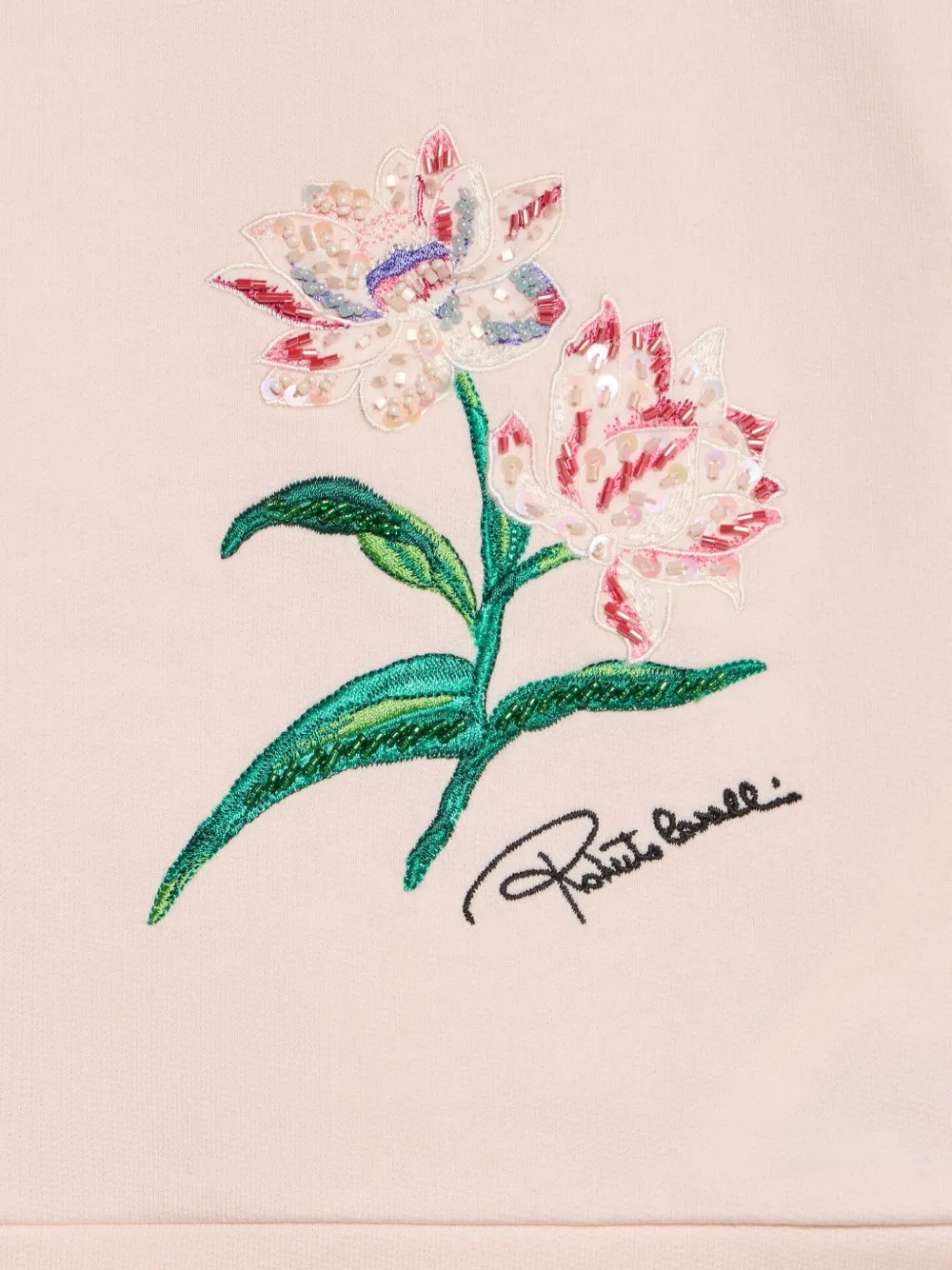 Roberto Cavalli Junior floral-embroidered leopard-print sweatshirt Roze