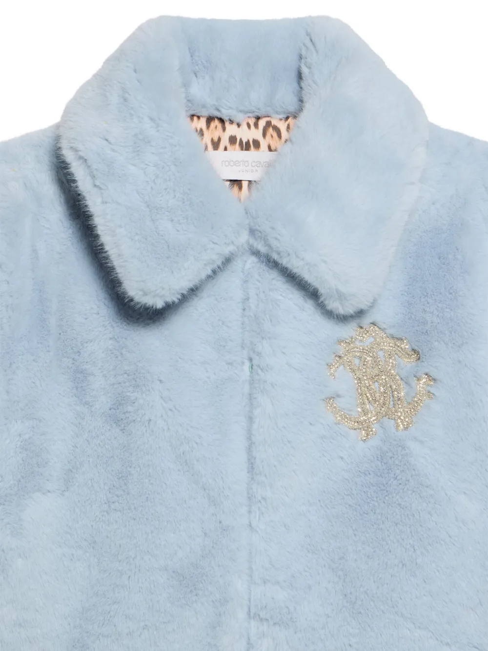 Roberto Cavalli Junior Jas van imitatiebont met borduurwerk Blauw