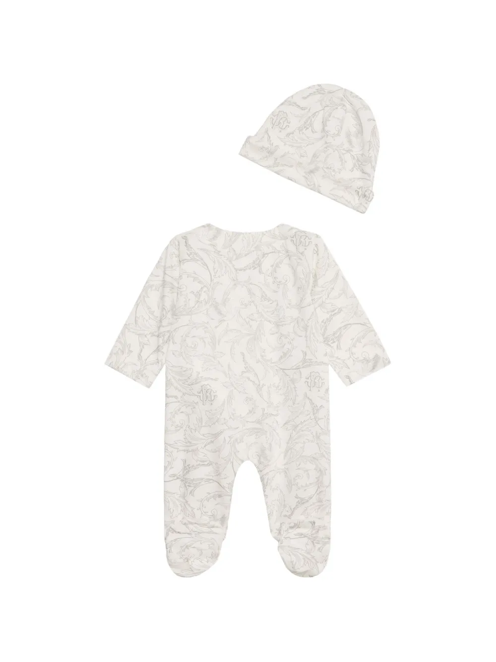 Roberto Cavalli Junior Avvento-print babygrow set Beige