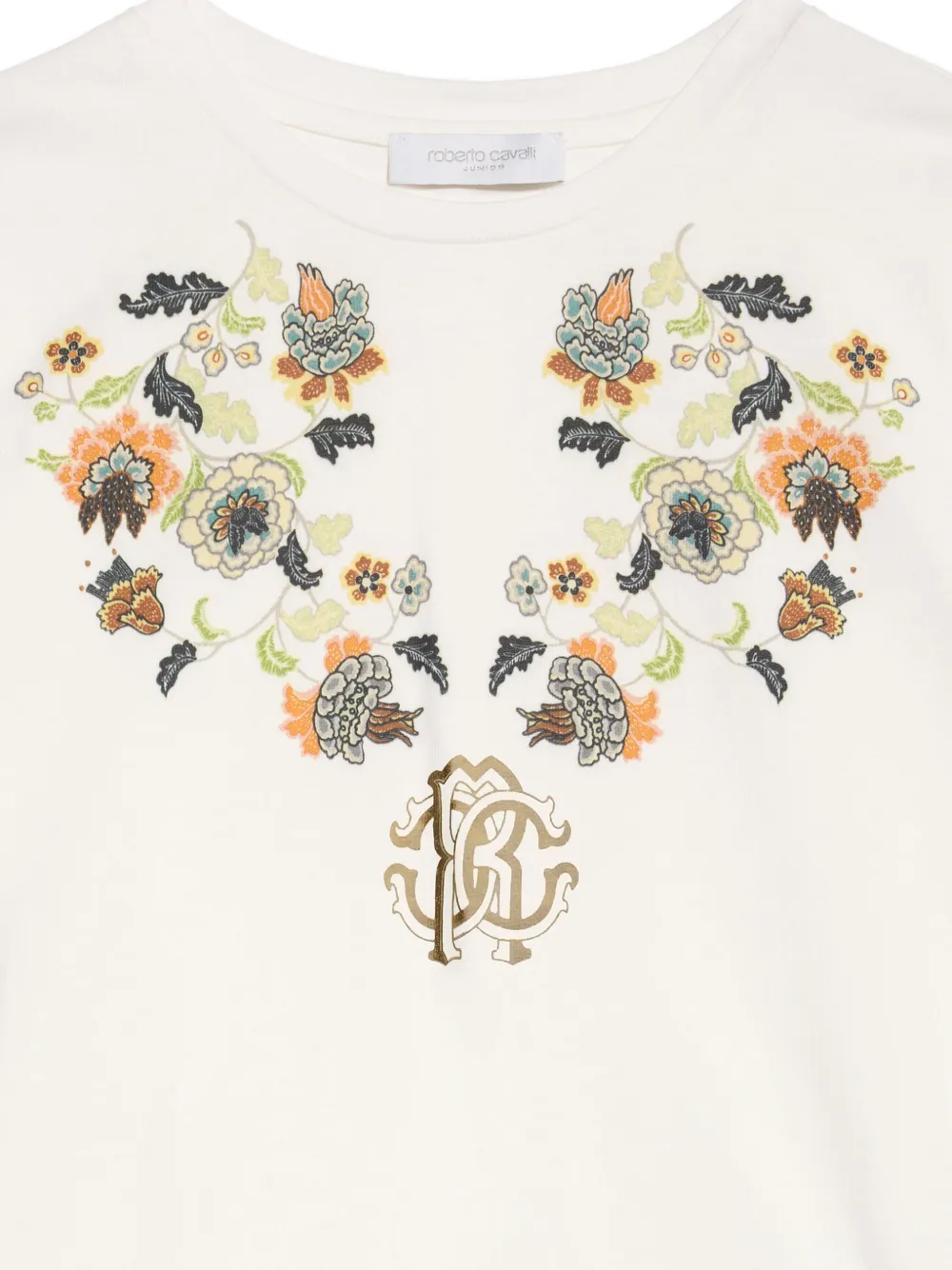 Roberto Cavalli Junior floral-print cotton T-shirt Beige