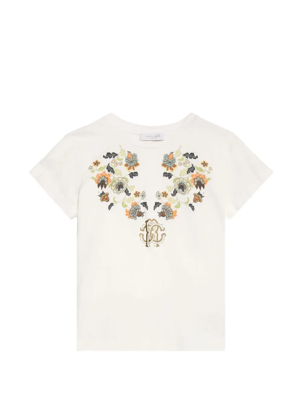 Roberto Cavalli Junior floral-print cotton T-shirt Beige