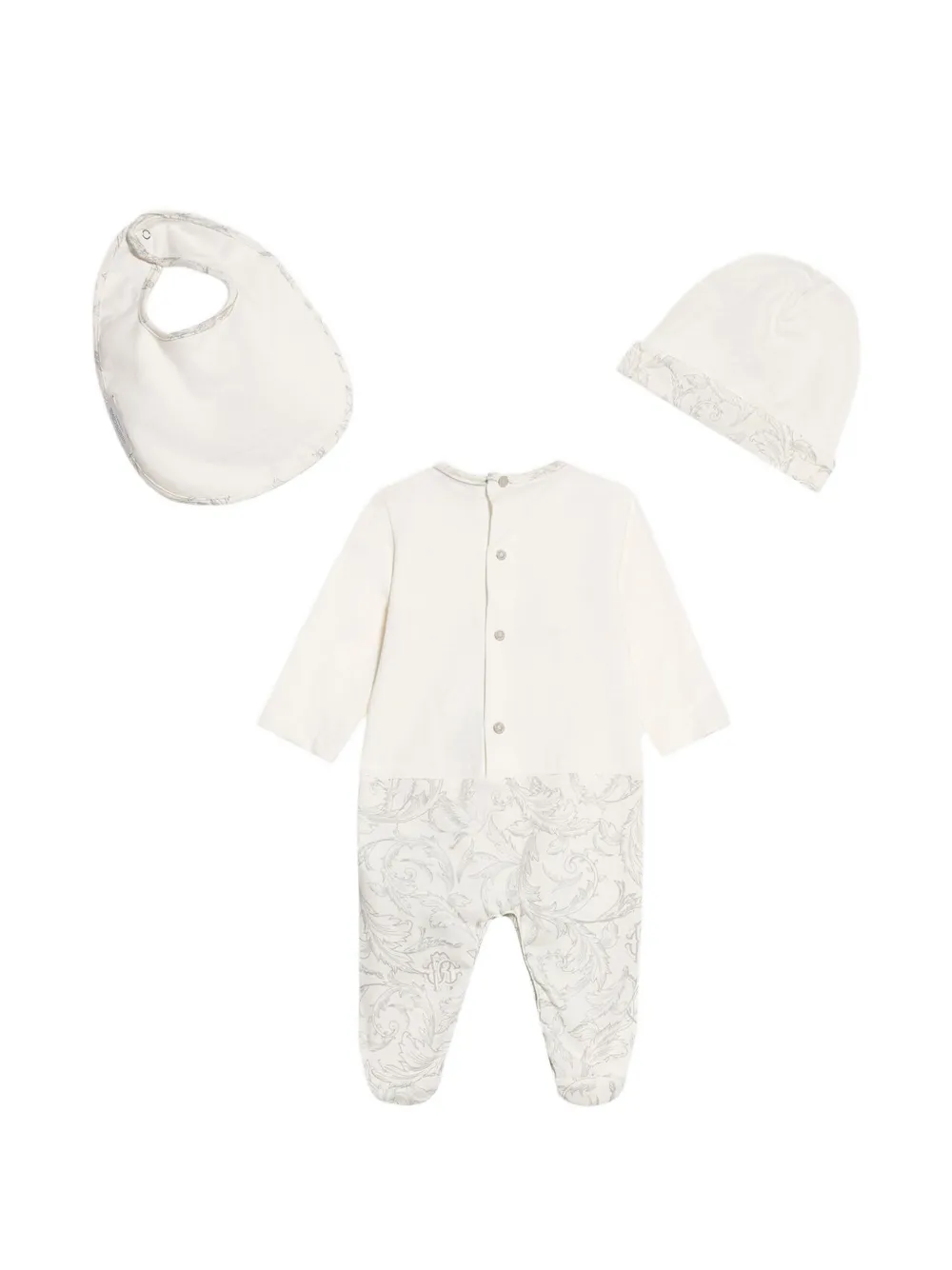 Roberto Cavalli Junior logo-embroidered babygrow set Grijs