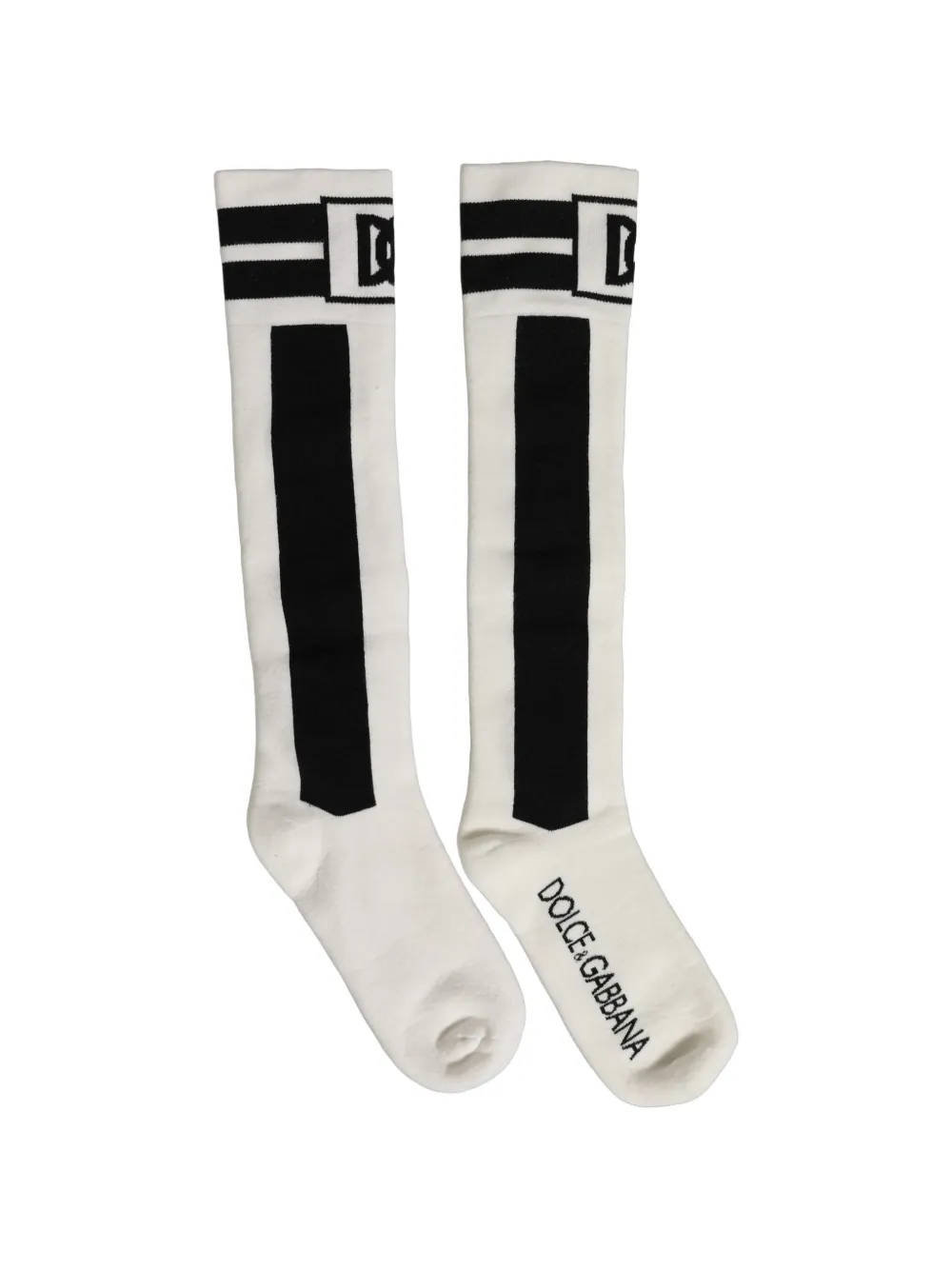 Dolce & Gabbana DG logo-intarsia knee-high socks - Bianco