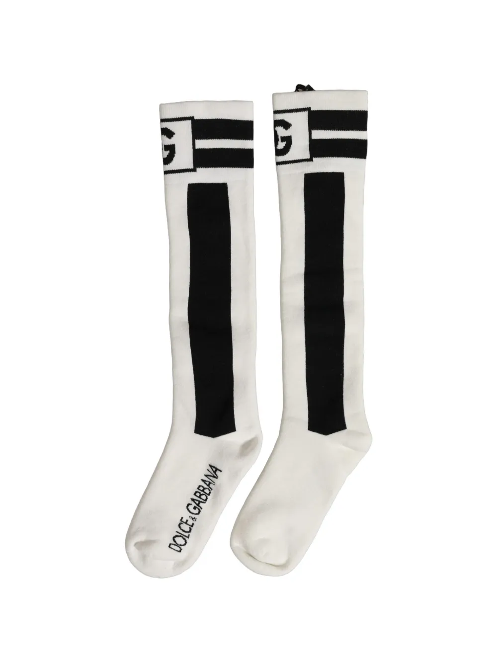 Dolce & Gabbana DG logo-intarsia knee-high socks Wit