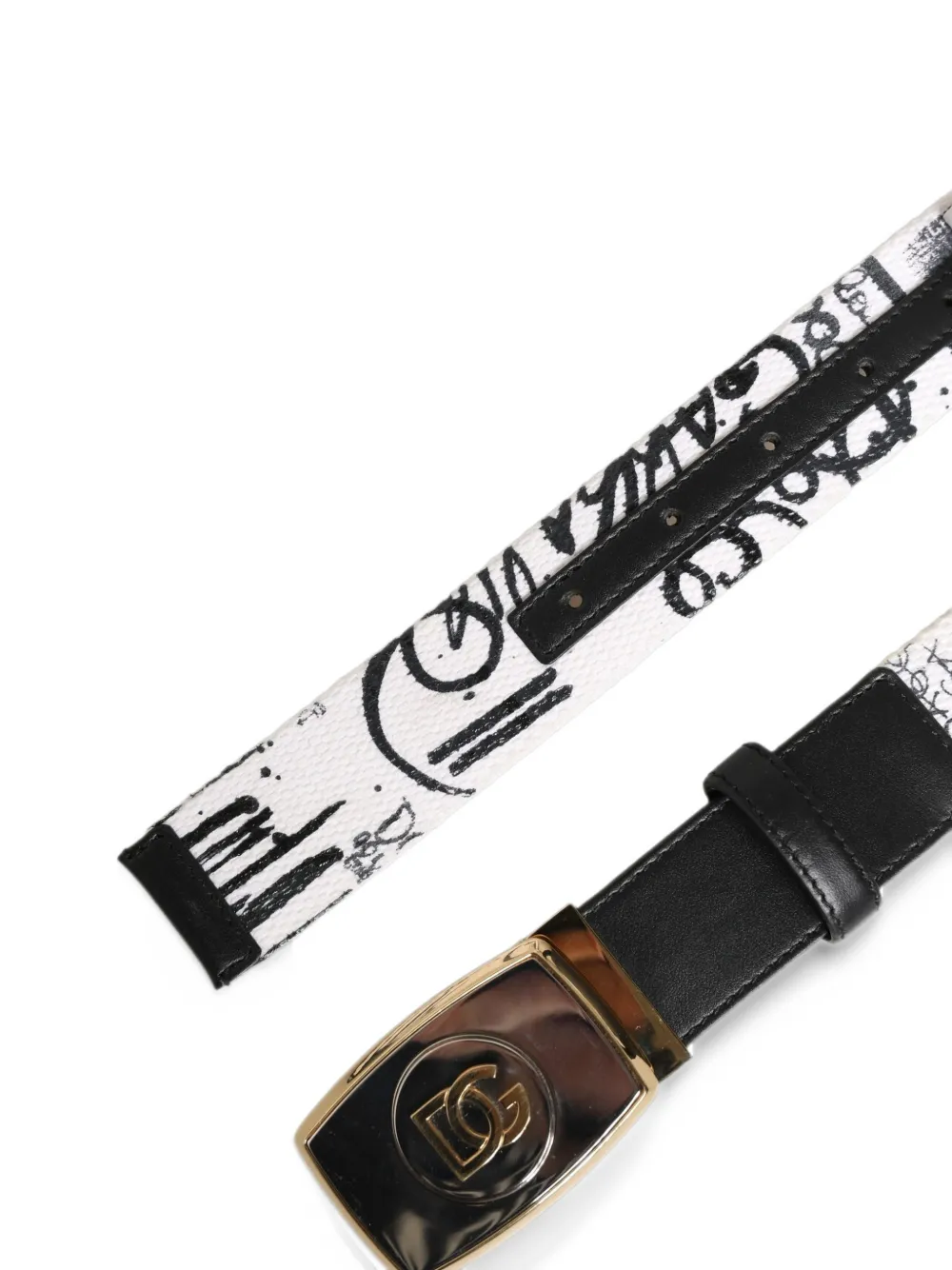 Dolce & Gabbana graffiti-print buckle belt Wit
