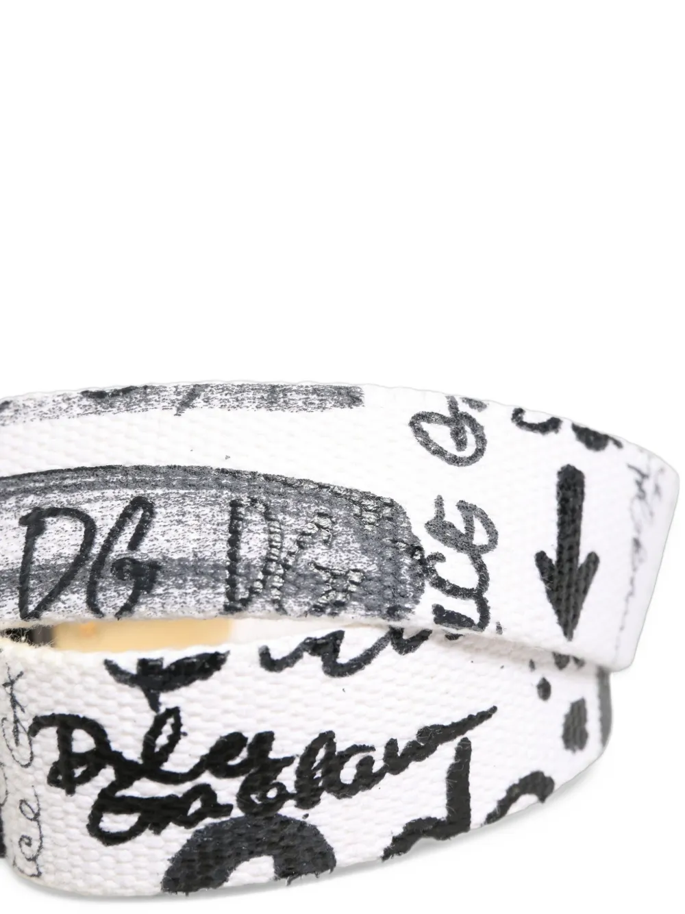 Dolce & Gabbana graffiti-print buckle belt Wit