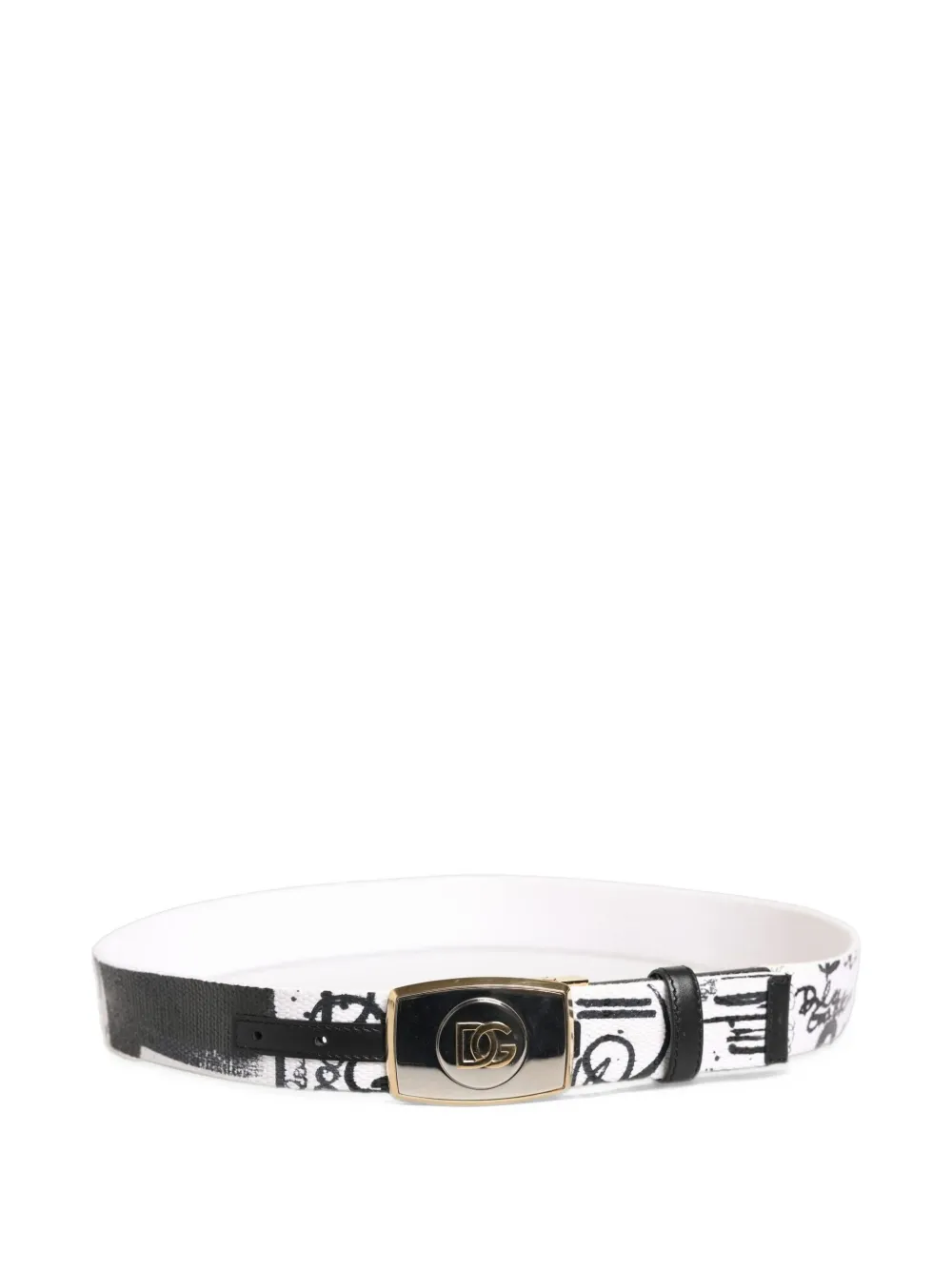 Dolce & Gabbana graffiti-print buckle belt Wit