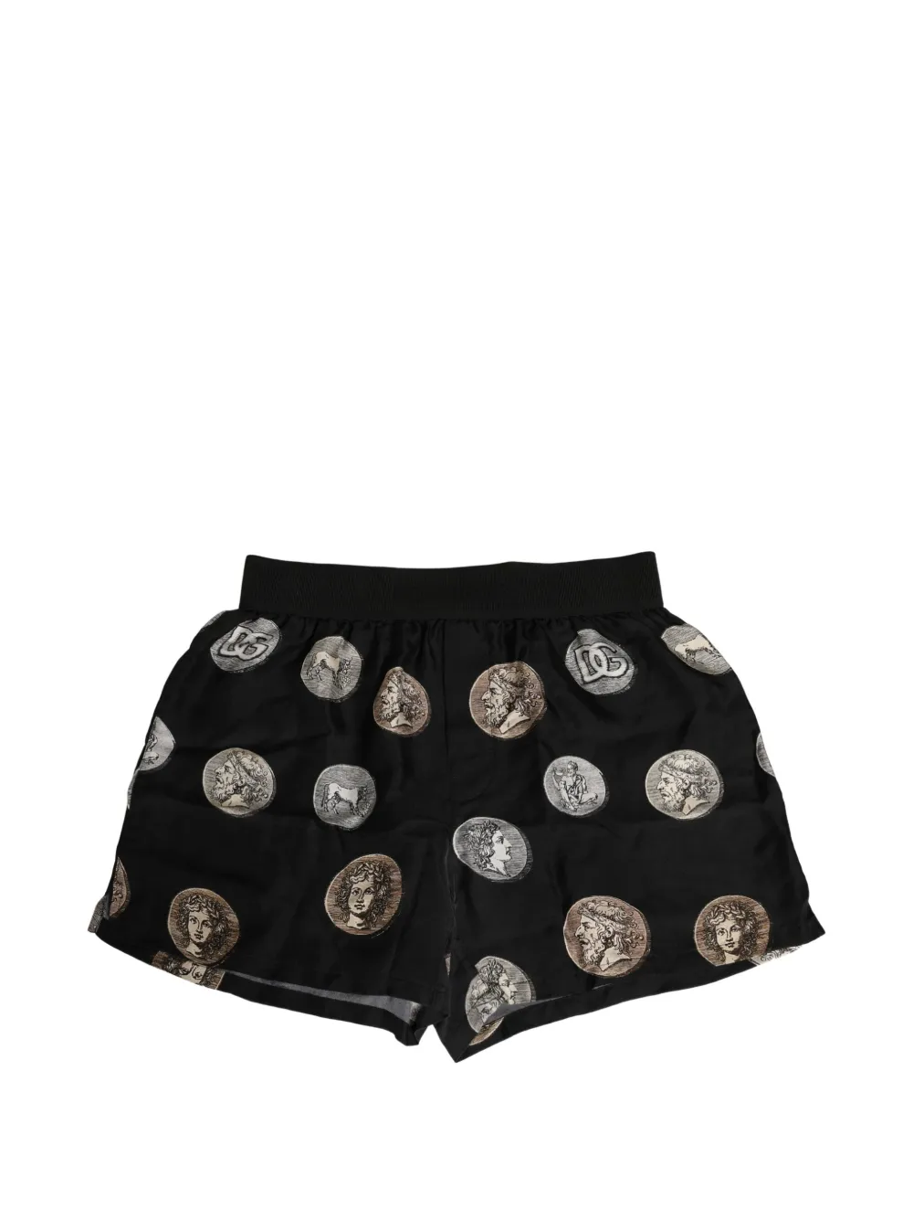 Dolce & Gabbana Black Ancient Coin Print Boxer Shorts Underwear Zwart