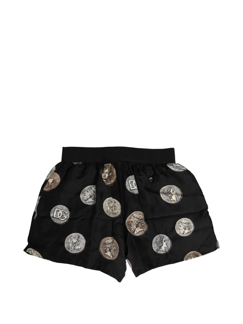 Dolce & Gabbana Black Ancient Coin Print Boxer Shorts Underwear Zwart
