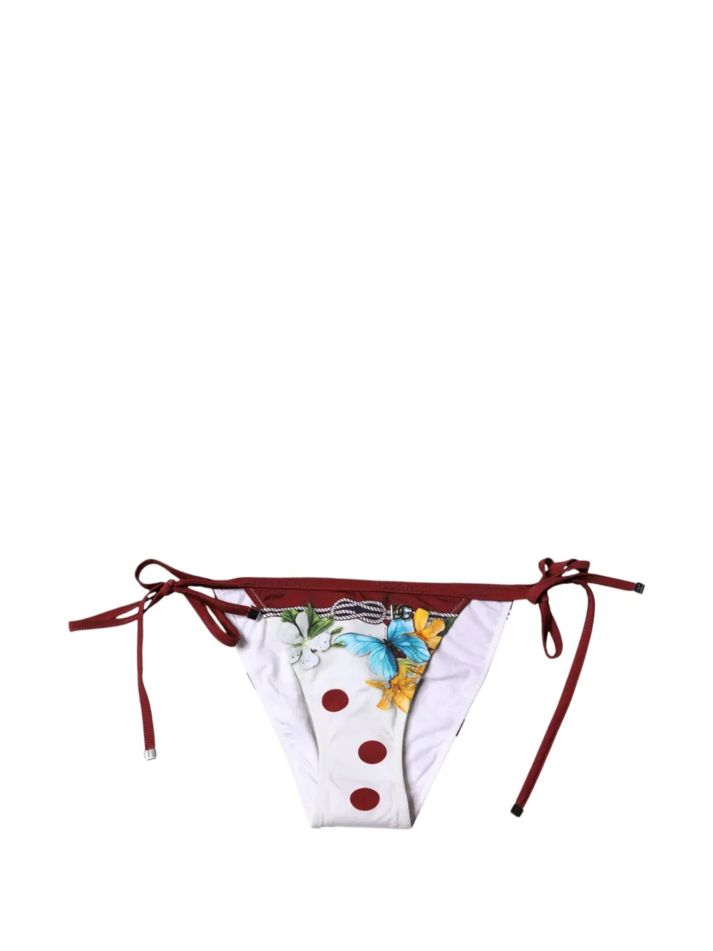 Dolce & Gabbana floral-print polka-dot bikini bottoms - Bianco